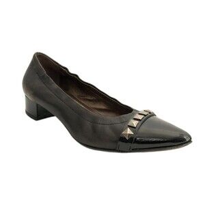 AGL Attilio Giusti Leombruni Leather Point Toe Low Heel Flats Black 35.5